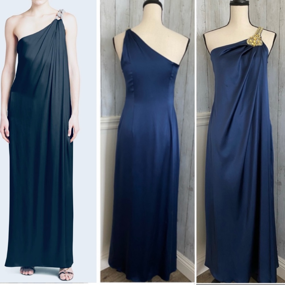 Marchesa Notte Silk One Shoulder Gown